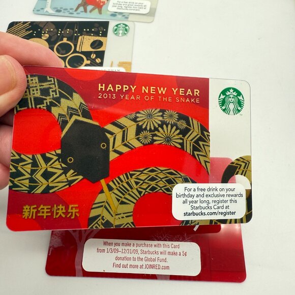 Lot of 36 Starbucks Cards 2008 to 2014 RED CARD Braille Dragon – Excellent - Picture 3 of 12